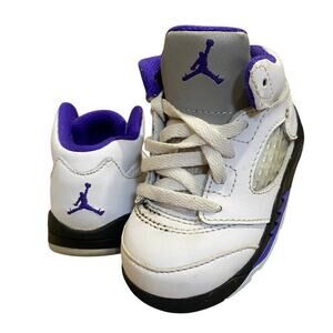 Toddler Jordan 5 Retro Dark Concord Shoes 5C White Purple Infant Nike